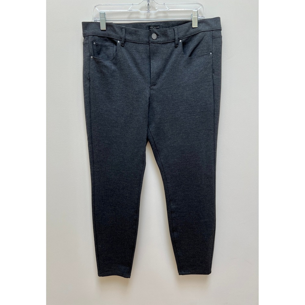 Ann Taylor Ponte Knit Jeans Women's 14P Black Modern Skinny Petite Ankle Stretch